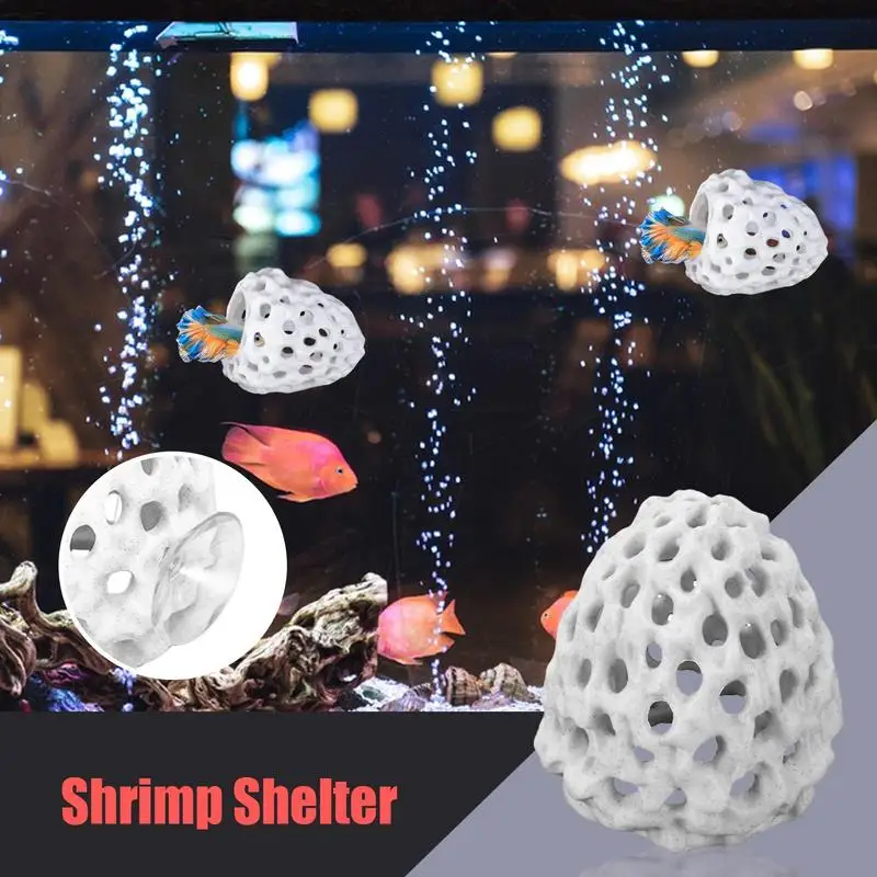 Small Aquarium shrimp house Cave Mini Porous Betta House Fish Hiding Spots Shrimp Shelter Shrimp breeding nest for Aquatic Decor
