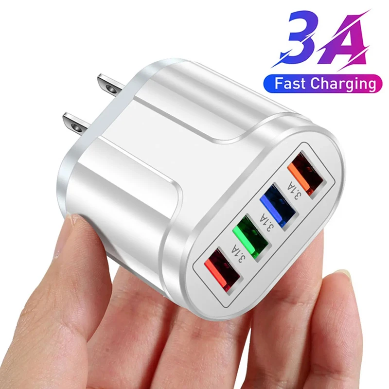 4 USB Charger Fast Charger 3A QC 3.0 Wall Charging For iPhone Samsung Huawei Xiaomi Mobile 4 Port EU US Plug Wall Phone Adapter plug adapter,ac adapter