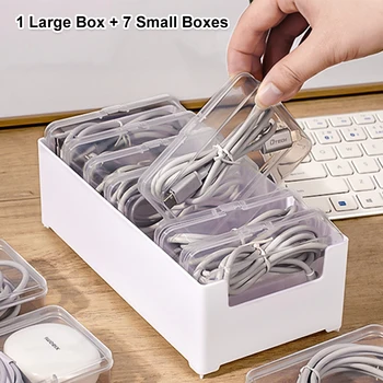 Set di Scatole Portacavi Dati in Plastica Resistente, Organizzatore per Cavi di Ricarica e Gestione Dispositivi Mobili, Accessori per Ufficio