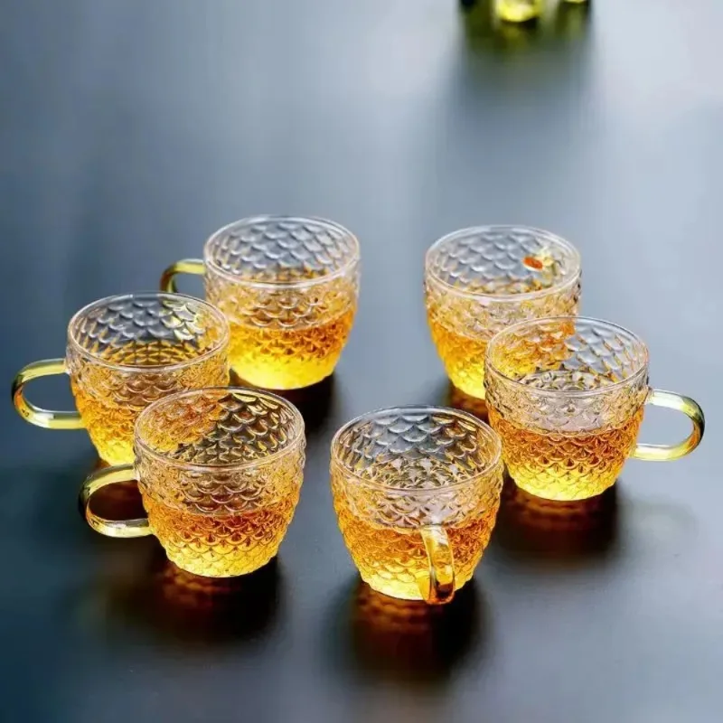 Glass Tea Cups Small Cups Home Tea Set Coffee Cup Set Water Cup Saucer Steak Juice Bucket Table Decor