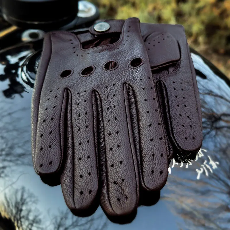 Genuine Leather Gloves for Men, Spring and Autumn, Goatskin, Casual, Breathable, Genuine Leather Driving Gloves for Men - 5