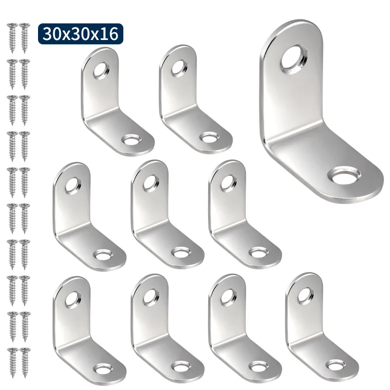 10pcs Stainless steel corner code cabinet cabinet triangle fixed laminate bracket 90 ° right Angle L-shaped thickened sheet