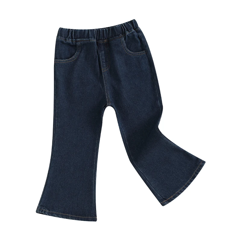 Kids Girl Jeans Flare Pants Solid Color Elastic Bell Bottoms Trousers Ruffle Pants for Toddler Baby