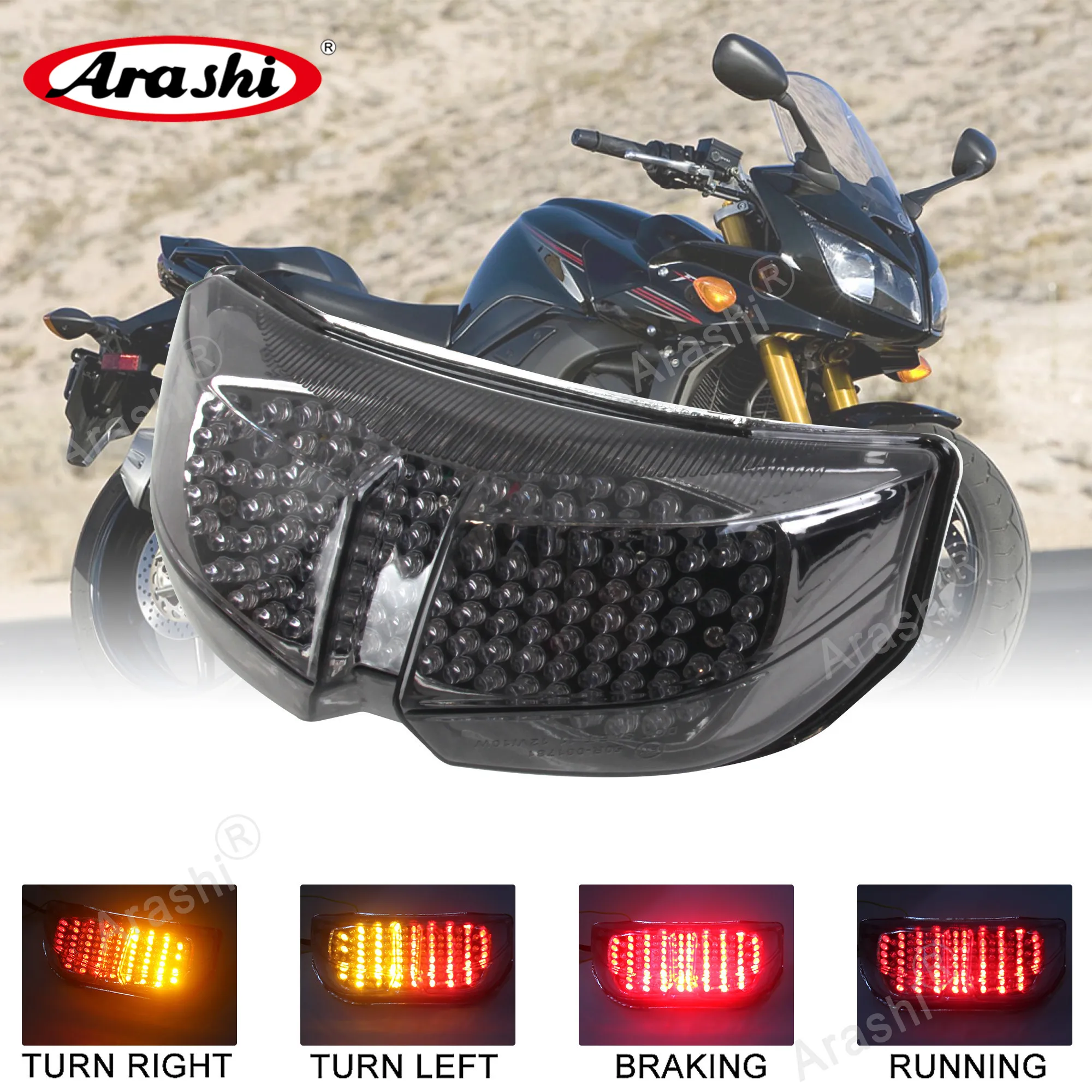 Fanale Posteriore Moto A LED Con Frecce Integrate Topzone - Trasparente Per Yamaha FZ1 (00-05) E R1 (00-01) - 2