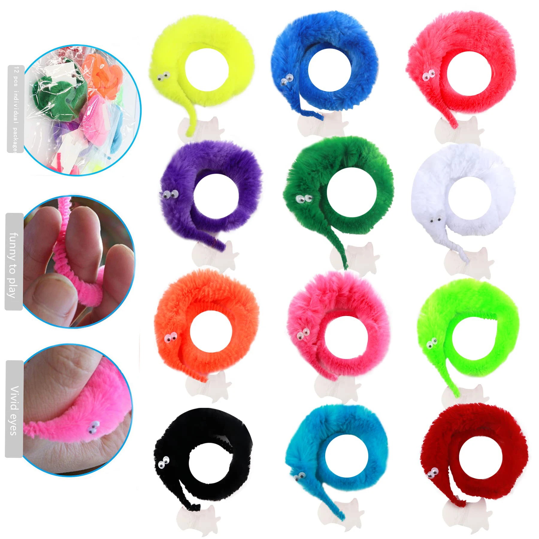 

12Pcs New Fun Magic Toy Party Favorite Furry Seahorse Worm String Christmas Halloween Wizard Strange Trick Toy Children's Gift