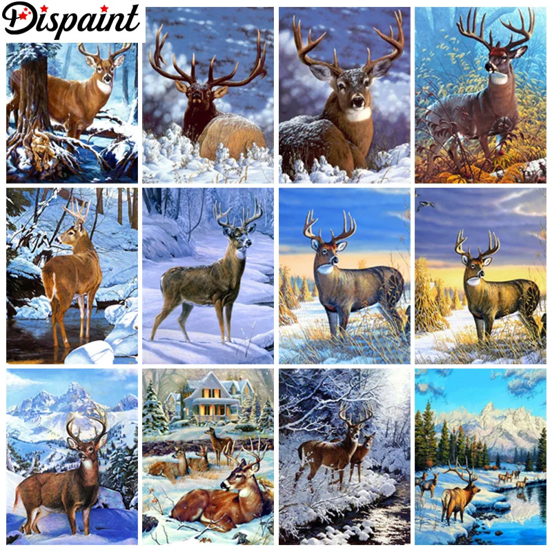 Dispaint Diamond Painting Cross Stitch Animal Deer 5D DIY Diamond Embroidery Full Square/round Rhinestone Of Picture