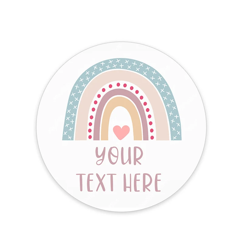 Round Cartoon Customized Stickers Cute Rainbow Sticker For Birthday Baby Shower Handmade Gift Decor Labels Kids Reward Stickers 