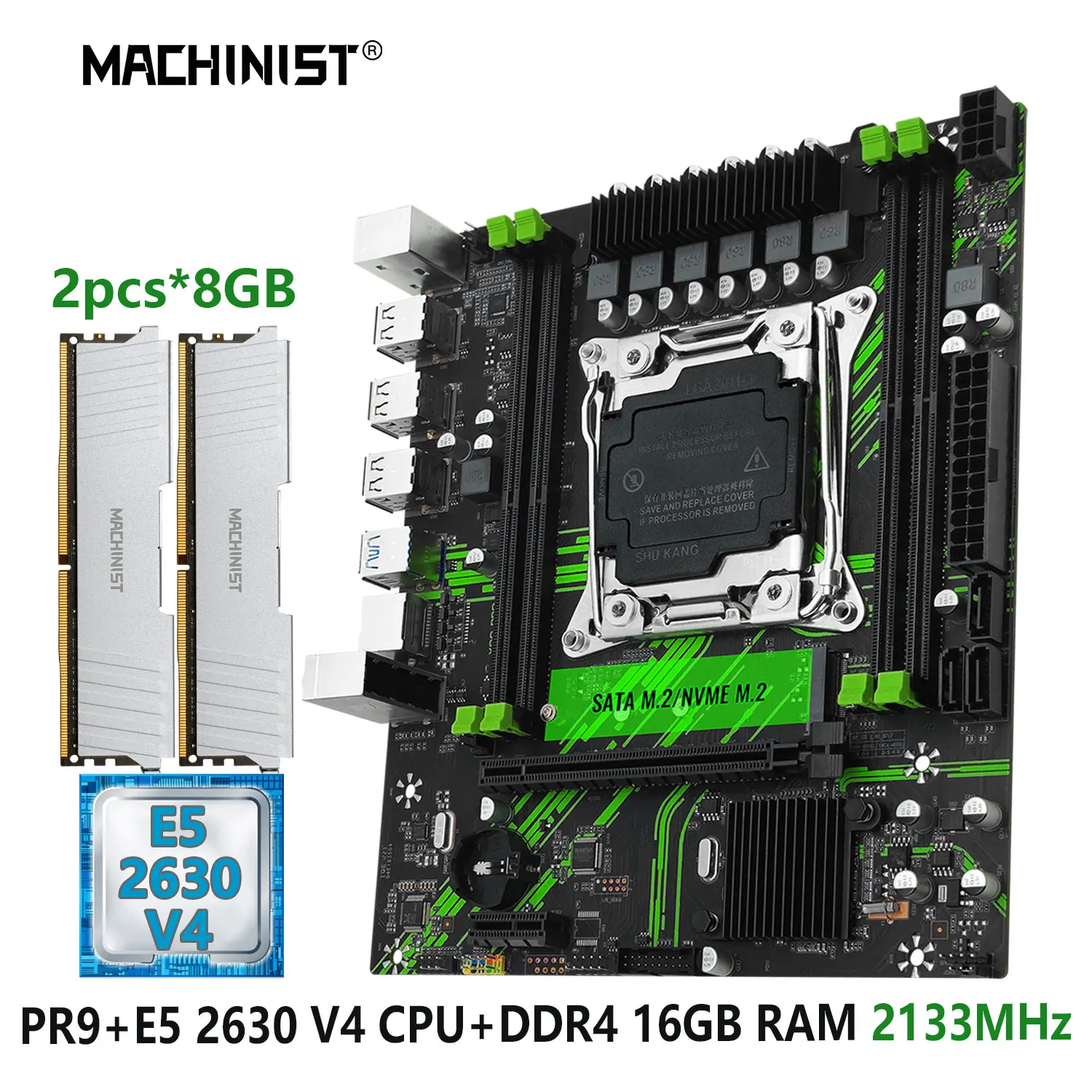 Motherboard Combo Grupo Lga 20113 Cpu Kit Xeon e5 2630 v4 Processador Ddr4 16gb de Memória Ram M-atx Nvme Sata M.2 Machinist-x99 Pr9