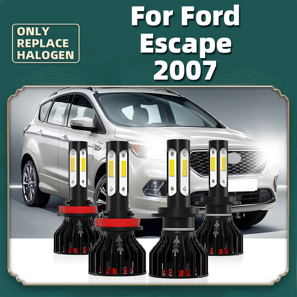 

LED Bulbs Auto Car Lamp 12V Luces For Ford Escape 2007 Vehicles Replace Four-sides COB Chips 360 Degree Headlights High Low Beam