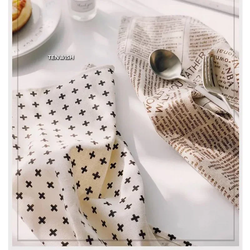 TENWISH-30x40cm 농촌 스타일 냅킨 진미 음식 사진 소품, 수제 요리용 배경 천