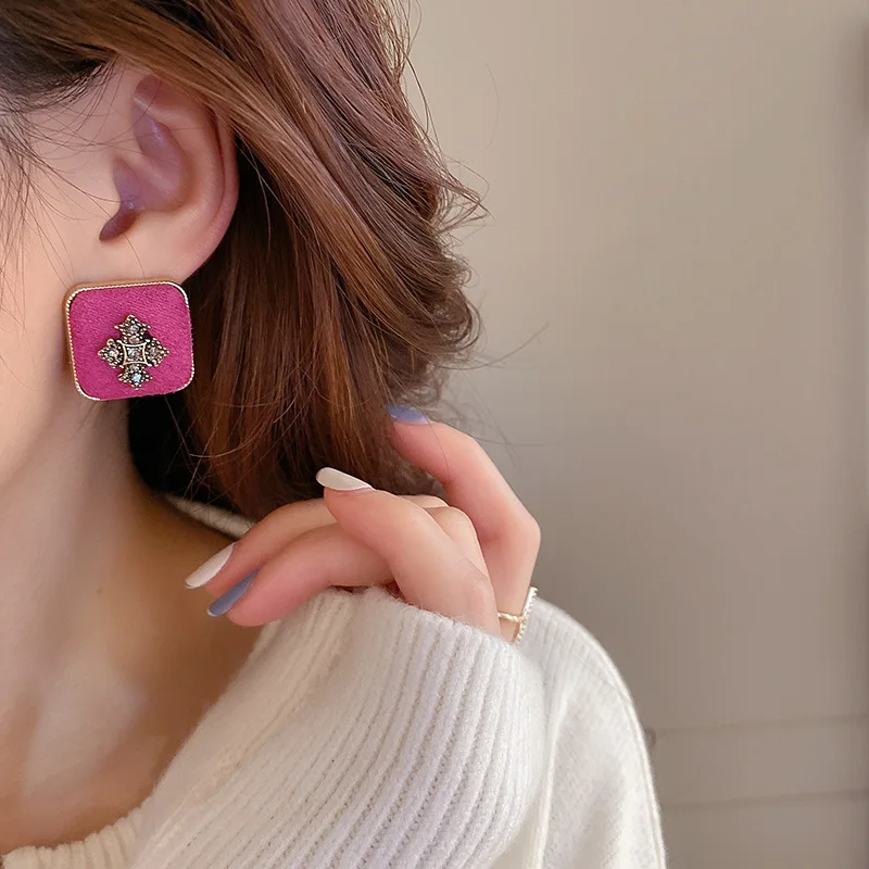 Cloth Stud Earrings Cross Earrings for Women Party Jewelry Accessories Simple stud earrings cross earrings