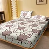 1 Cartoon Cute animal bear printed matte Fitted Sheet, bedroom printed bed cover, bedding (excluding pillowcases) 1