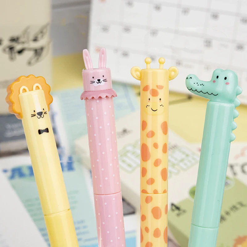 4/8Pcs 부드러운 쓰기 내구성 펜 귀여운 동물 지울 수있는 젤 펜 세트 학교 사무실 저널 생일 및 휴일 선물