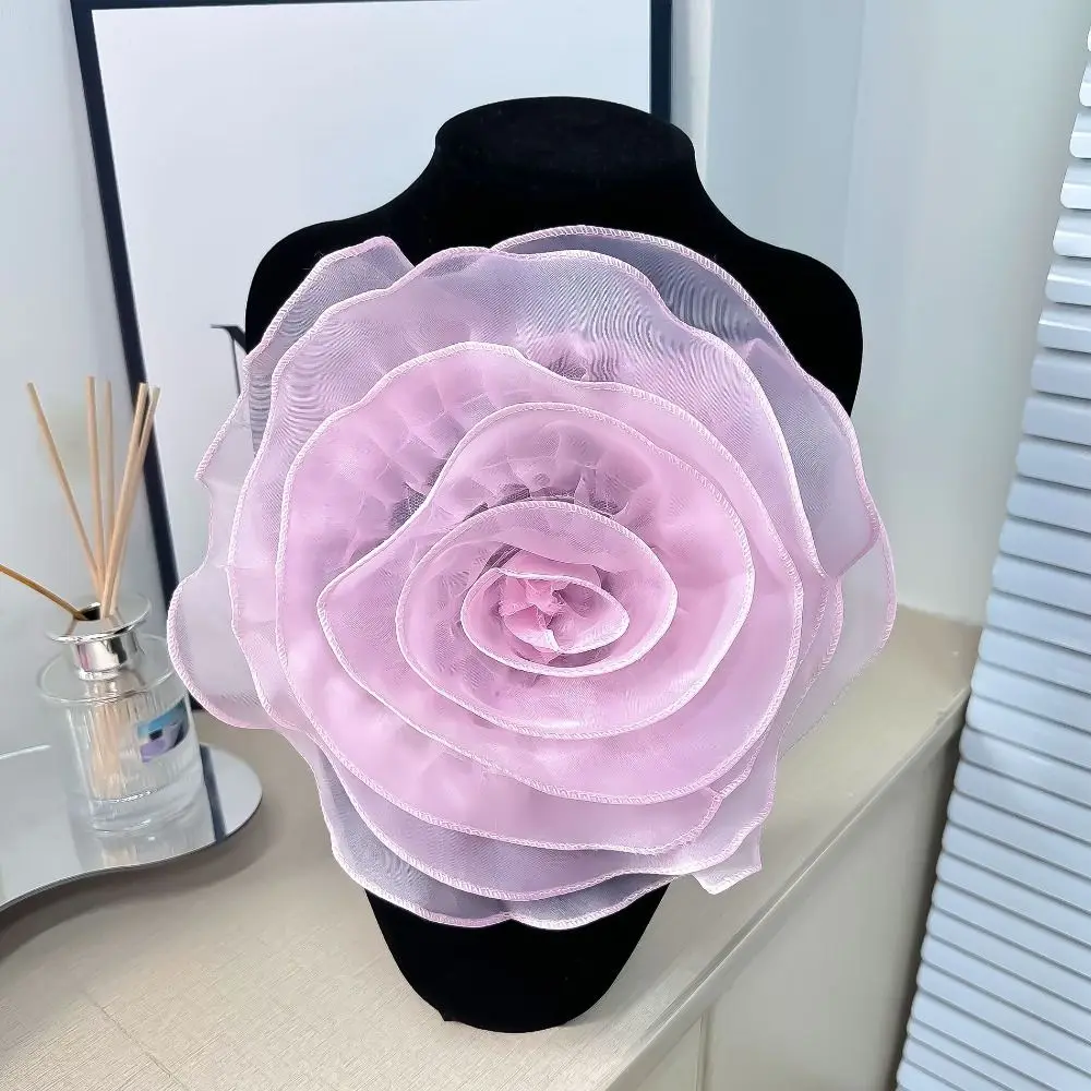 Description Picture 5 of item3D Organza Fabric Artificial Rose Flowers Patch Chest Flower 27CM Wedding Dress Neck Decoration DIY Sewing Applique