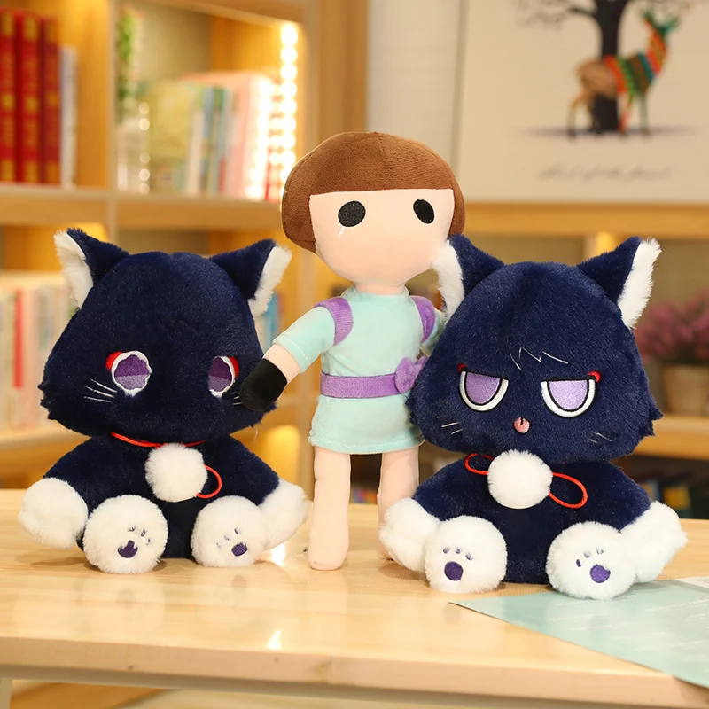 

Игра Genshin 25/35 см, черная кошка, пушистая ударная кукла-страндер, плюшевые игрушки для домашних животных, скарамихская кошка, кукла для косплея, мягкая набивная Подушка, подарок