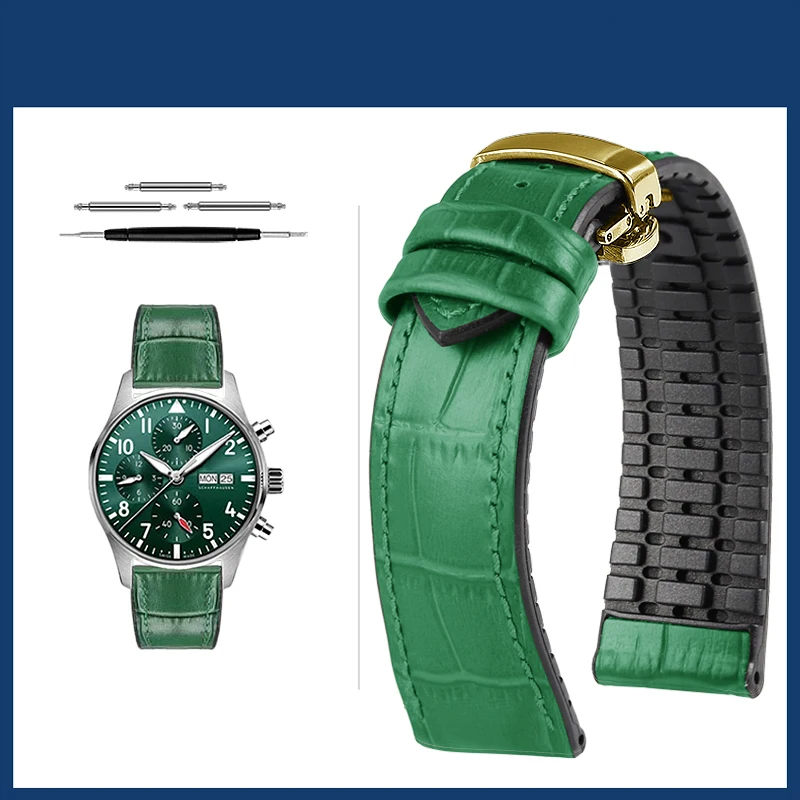 Premium Cowhide Leather Watch Strap with Butterfly Buckle - Various Sizes
