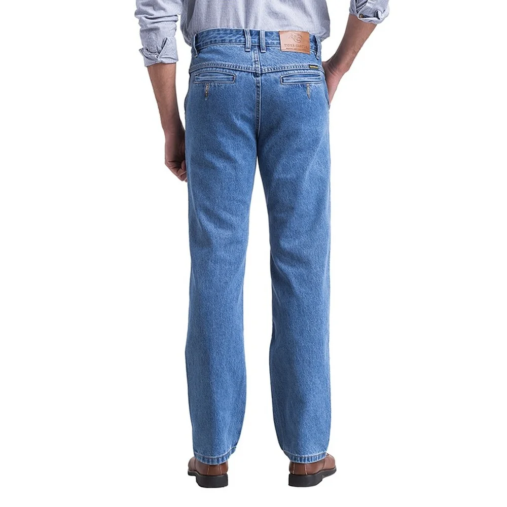 Classic Thick Mens Jeans Spring Autumn 100% Cotton Black Denim Overalls Men High Quality Regualr Fit Jeans Vintage Blue Trousers 3
