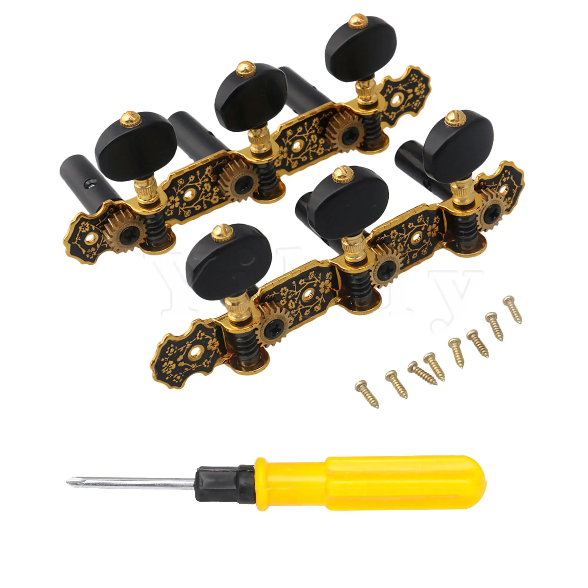 

3 шт., тюнер Yibuy с золотыми машинными головками для акустических гитар 1 л 1 R с винтом
