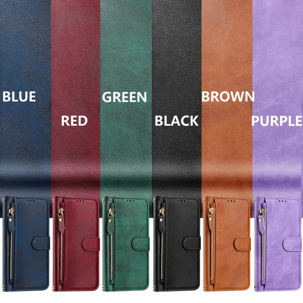 Crossbody Zipper Leather Wallet Phone Case