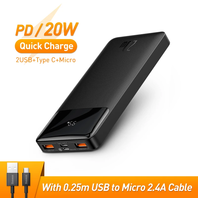 Baseus 30000mAh Power Bank 20W Portable Charger Powerbank 20000mAh External Battery Fast Charging For iPhone Xiaomi PoverBank 65w power bank Power Bank