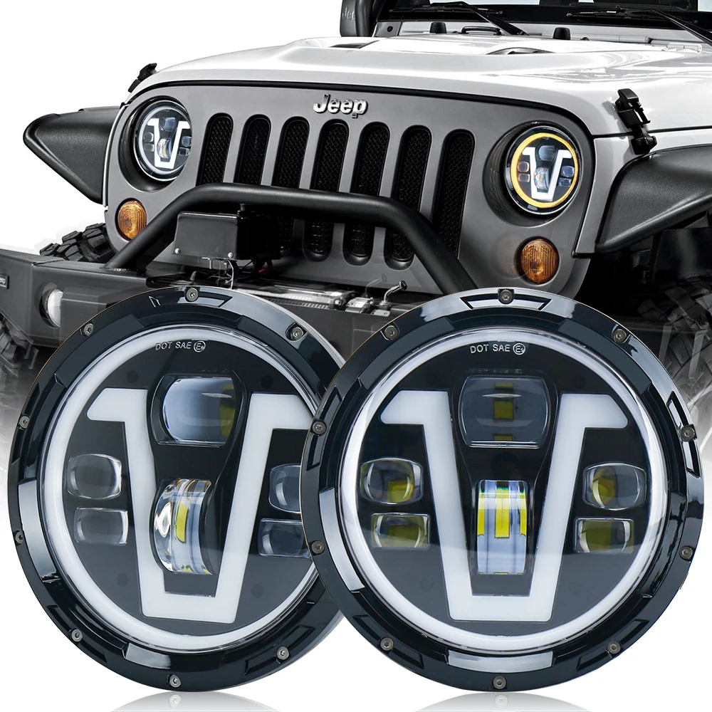 MOVOTOR-7-Inch-Round-Headlight-With-V-Shape-DRL-Turn-Signal-High-Low ...