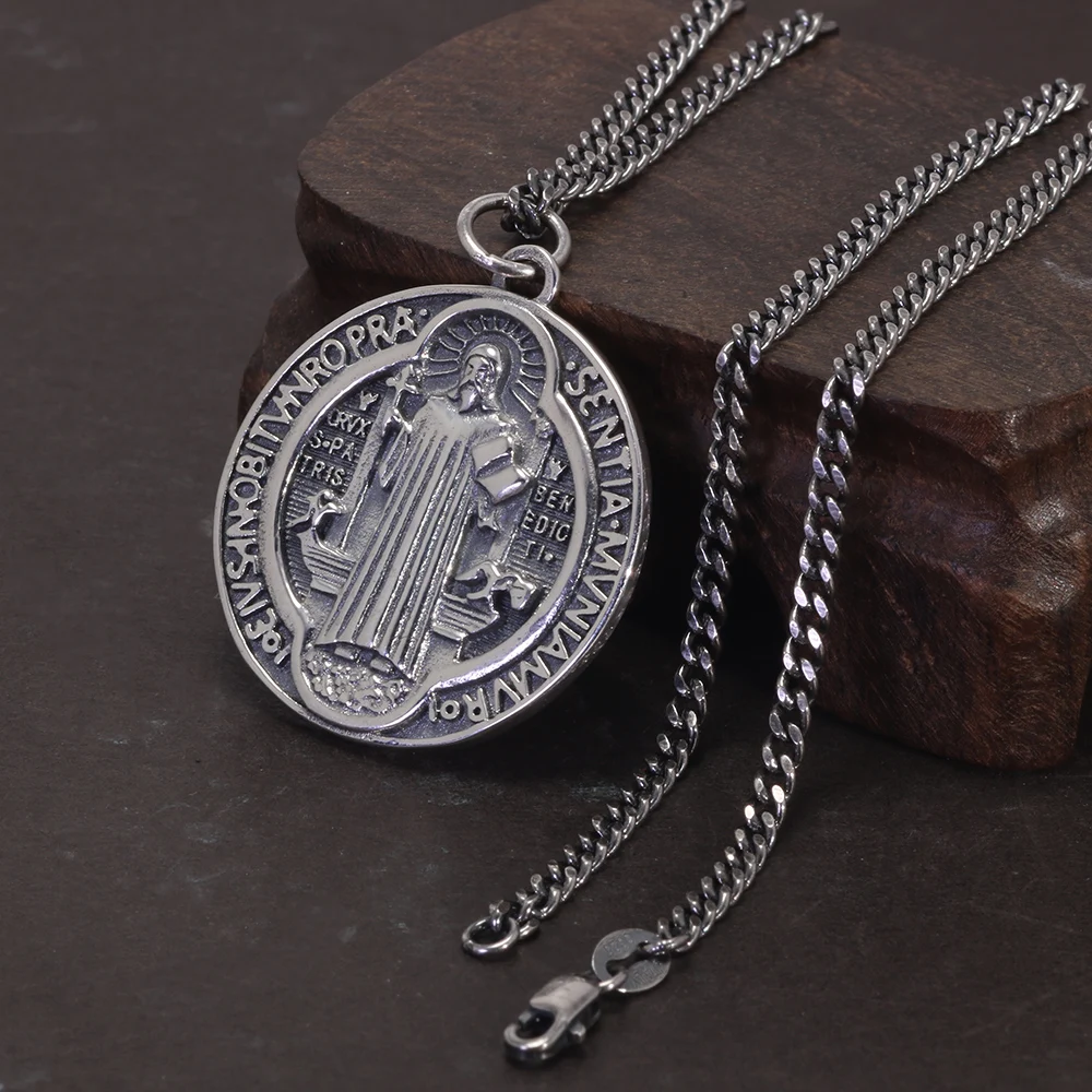 YAHOYA Ciondolo Medaglia San Benedetto Per Uomo Crocifisso In - Foto 10