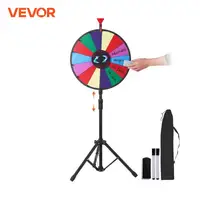 VEVOR 18 Inch Tabletop Color Prize Wheel with Folding Tripod Floor Stand 14 Slots Dry Erase for Win Fortune Spinning Stand Game 1