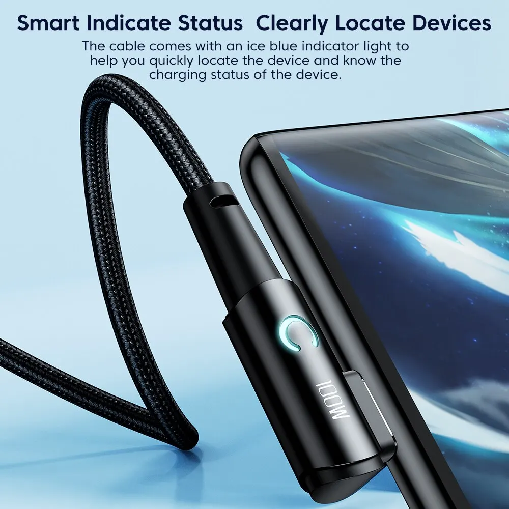 Toocki 100W USB C To USB C Cable 90 Degree For iPad MacBook Pro Xiaomi Samsung Huawei Fast Charging Type C Date Cord Best Sellers In Phones Accessories