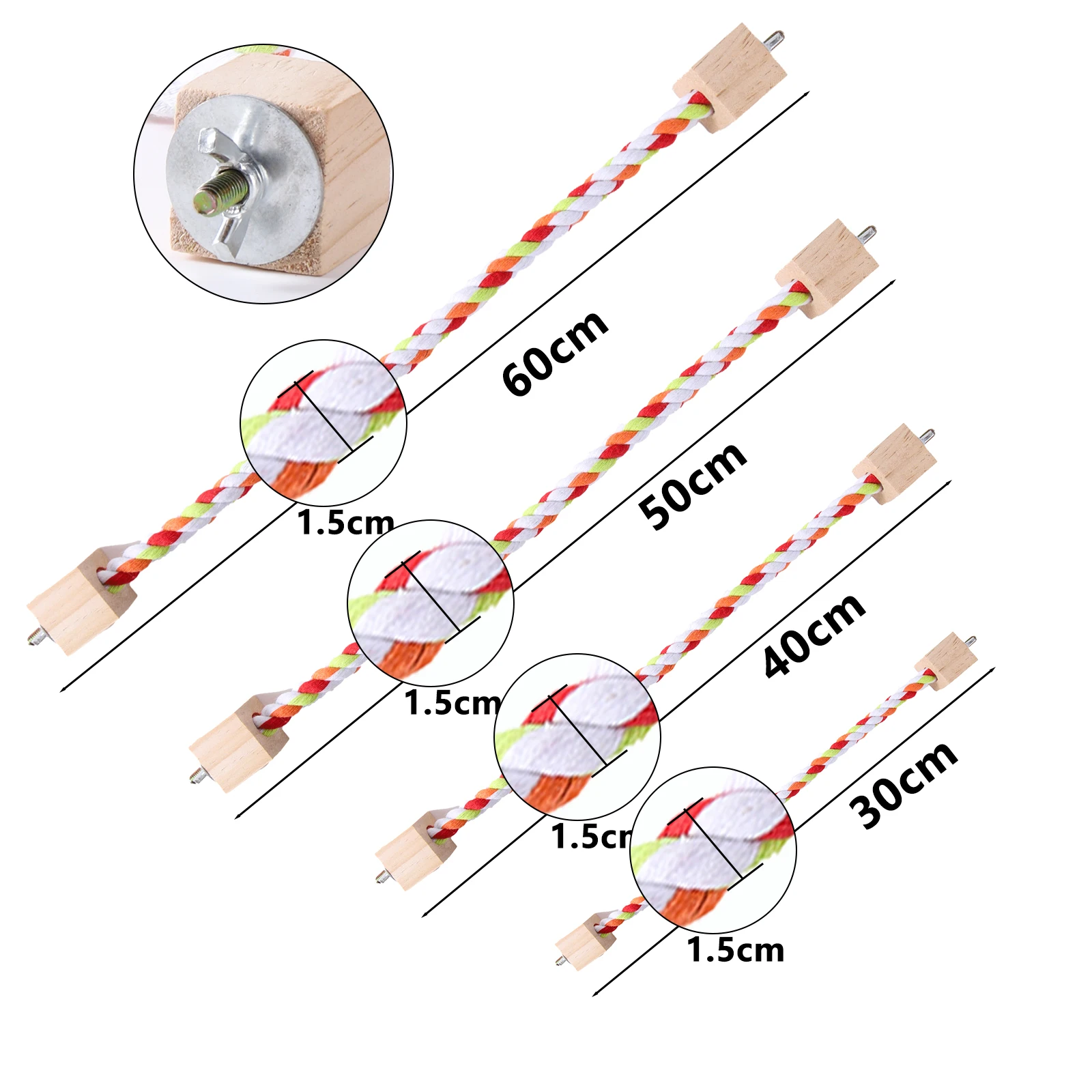 Pet Bird Rope Hanging Parrot Perch Rope Colorful Cotton Rope Toy Elastic Budgie Climbing Chewing Toy Bird Swing Stand Pet Toy 3