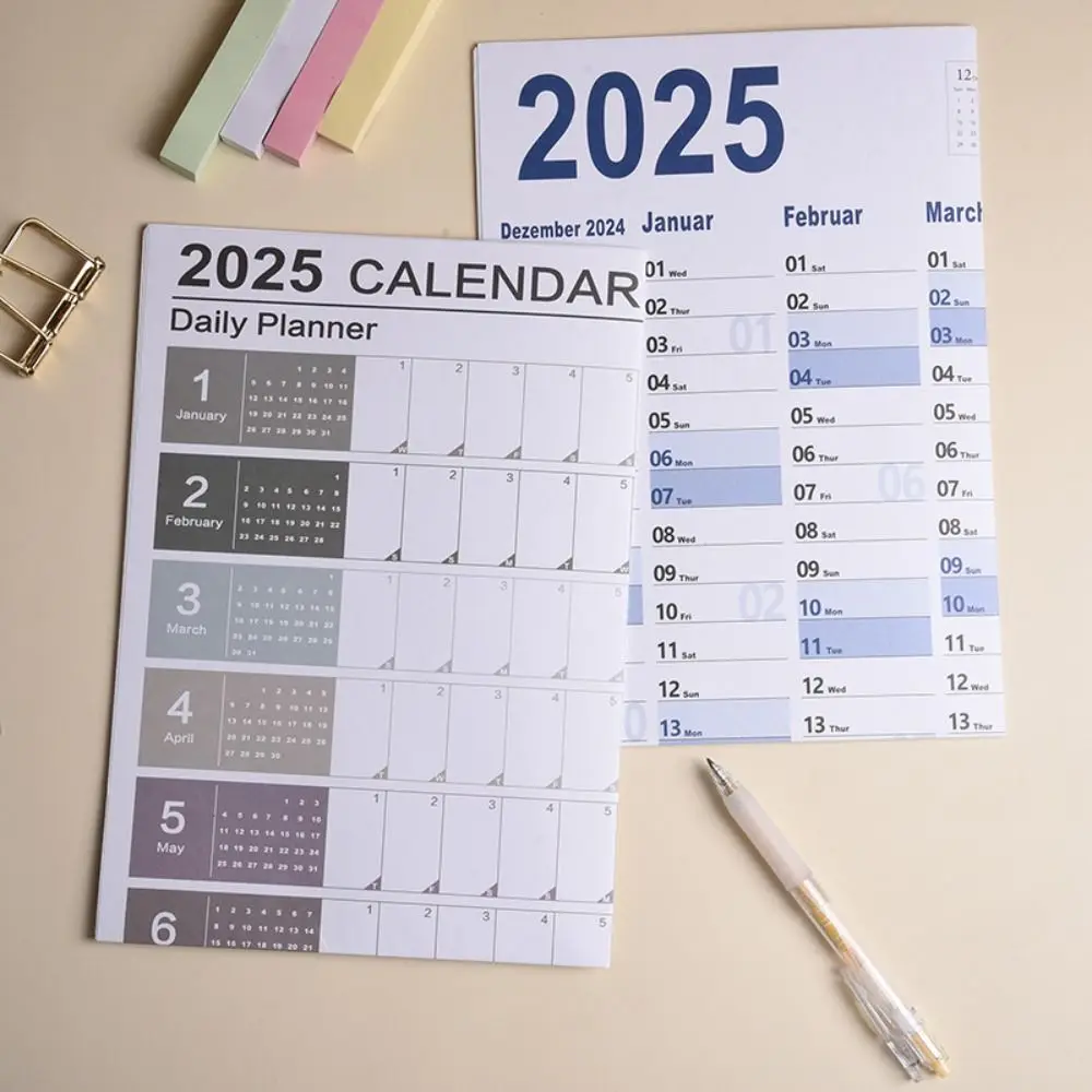 2025년 벽걸이 달력 플래너, 계획 정리, 365일 플래닝, 메모장, 할 일 목록