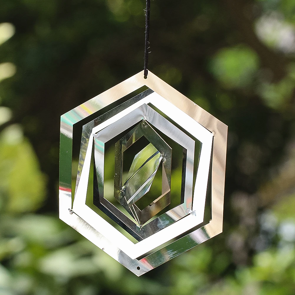 

Geometric Stainless Steel Wind-Turned Hexagram Pendant Aesthetic Room Decor Crystal Suncatcher Accessories Garden Hanging Crafts