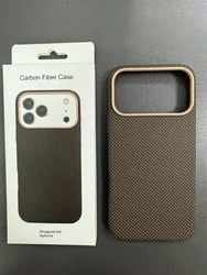 Premium Kevlar Carbon Fiber Phone Case with Mag - Safe Wireless Charging Compatibility - iPhone 17 Pro (Brown with box)