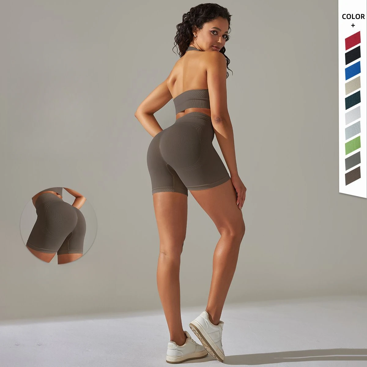 European and American Seamless Knitted Beauty Back High Elastic Sports Yoga Running Fitness Cycling Elastic Shorts