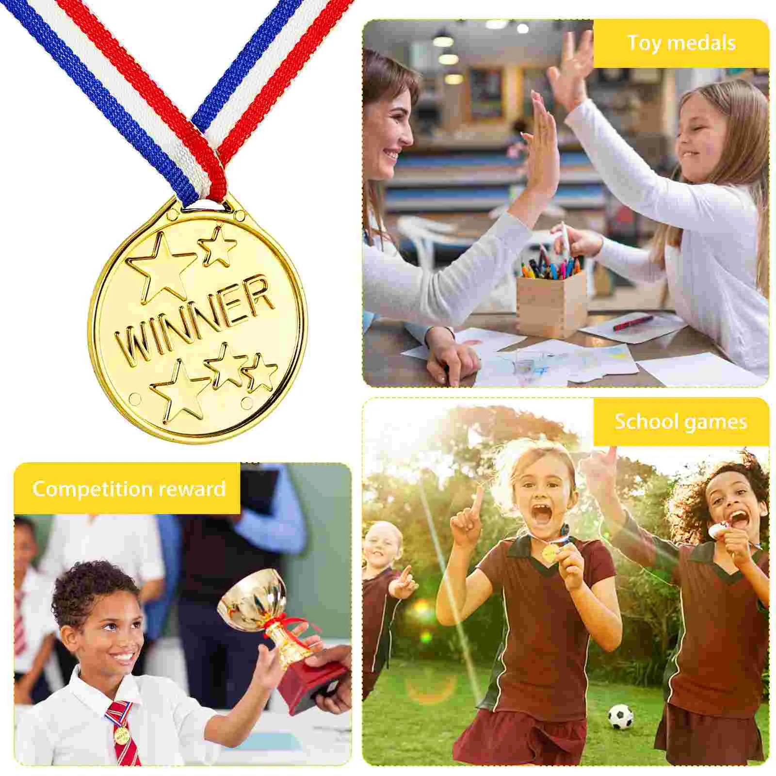 50 Pcs Children's Medal Gold Medals Golden Award Toys Adults Meeting Sports Plastic Day Kids Football Student Soccer award medals,plastic trophy toys,football party toys