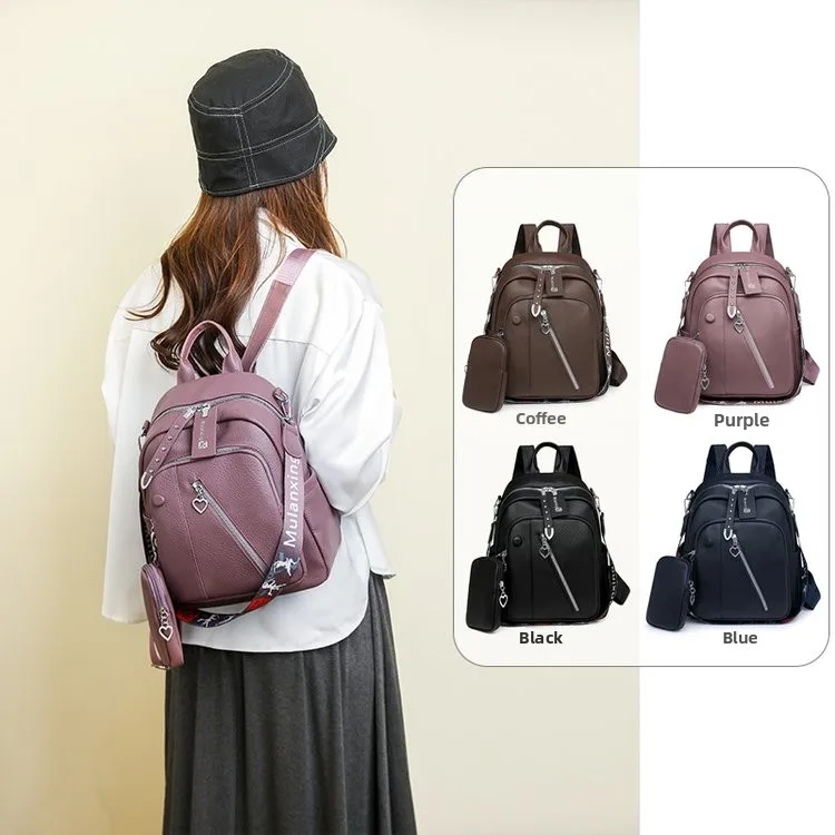 Trendy Leather Backpack Simple Travel Women's Bag 2025 New Fashion Retro Style Casual Daily Use Soft Shoulder Strap - 5
