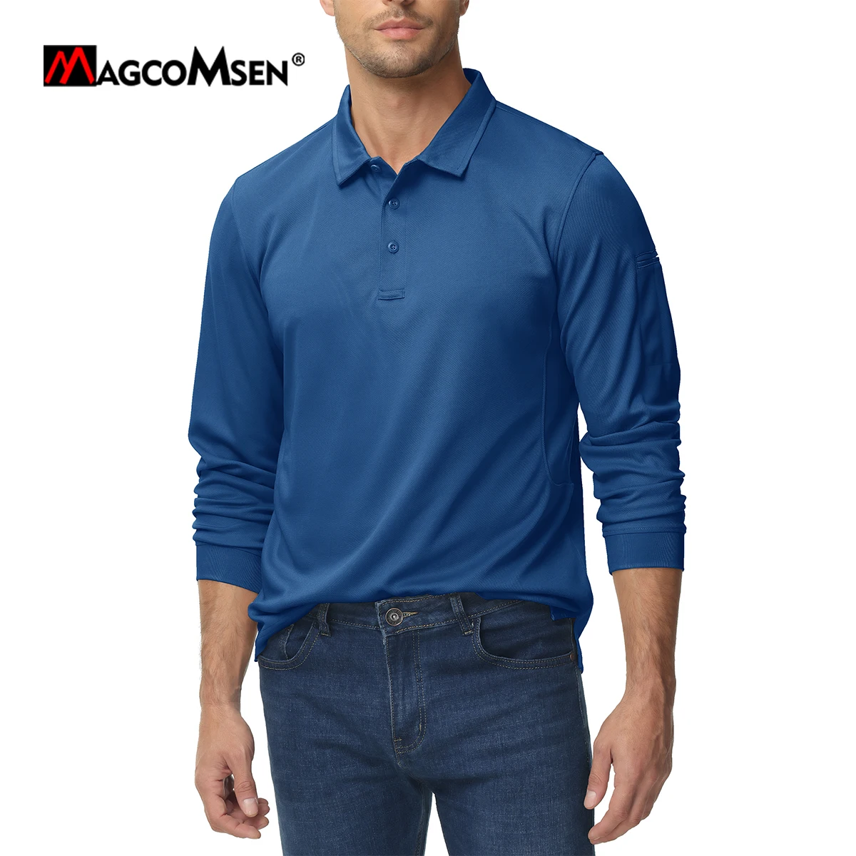 Men's Long Sleeve Polos Business Leisure Collared Shirt