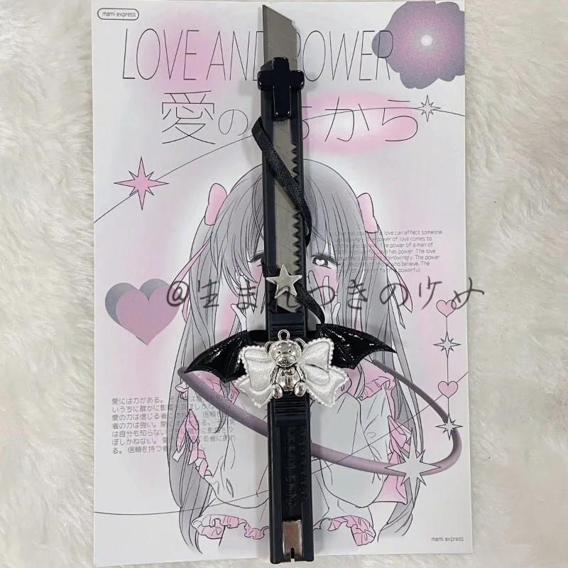 오리지널 수제 곰돌이 모양의 멋지고 시원한 다크톤 수제 버드 스캘펠 소녀 학생용 아웃오브더박스 아트 나이프 각도기 세트 (없음)