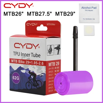 CYDY MTB Bicicletta TPU Camera d'aria 26/27.5/29x1.95 2.0 2.1 2.25 2.35 2.4 2.5 2.6 Pneumatico FV 45mmCamera Bici Pneumatico Parti di ciclismo penu622