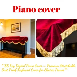 Stretchable Dust - Proof Cover for 88 - Key Electric Piano Keyboards (Red piano cover)