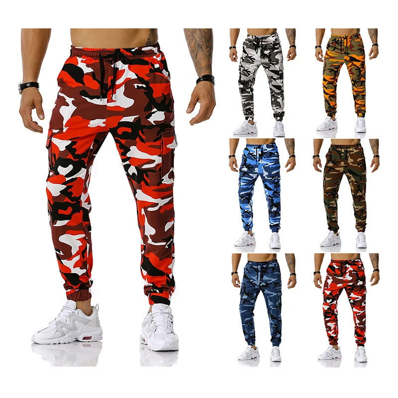 Mens Camo Cargo Pants Summer Loose Trousers