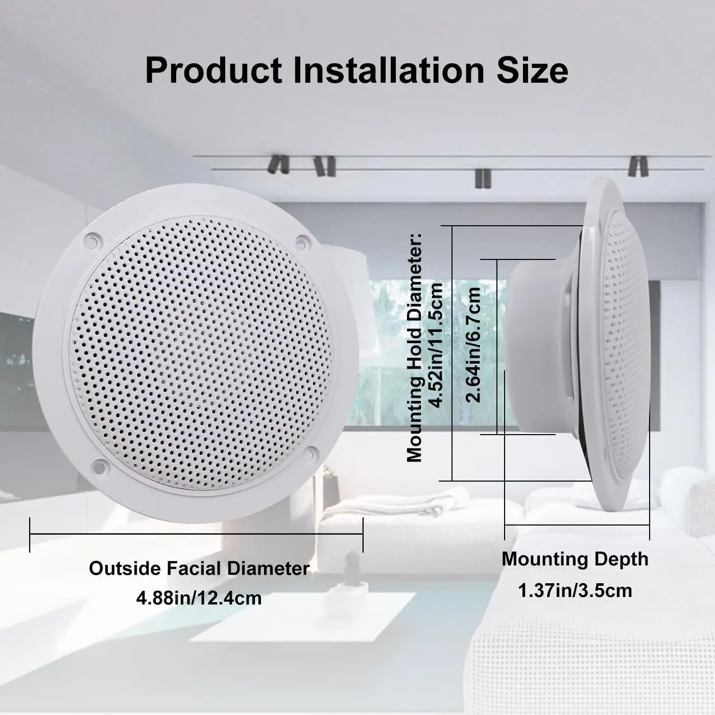 Herdio Waterproof Built In Digital Class Amplifier Bluetooth Compatible Ceiling Speaker 80W 4 Inch Active LoadSpeaker For Indoor