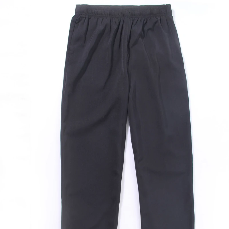Adult Large Chef Pants Men Hotel Restaurant Food Service Black Staff Work Wear Black Loose Smooth Elastic Band Kitchen Costumes