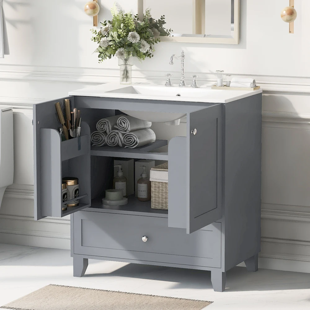 30" Premium Bathroom Vanity Set with Ceramic Sink and Ample Storage Space - Ideal for Small Bathrooms 2