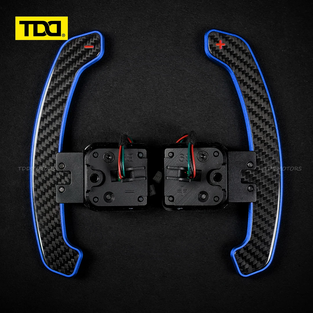 TDD Glossy Carbon Fiber Magnetic Paddle Shifter For Audi B9 A3 A5 A6 A8 Q3 Q5 Q8 S3 S4 S5 SQ5 RS3 RS5 RSQ5 Aluminum Alloy Back