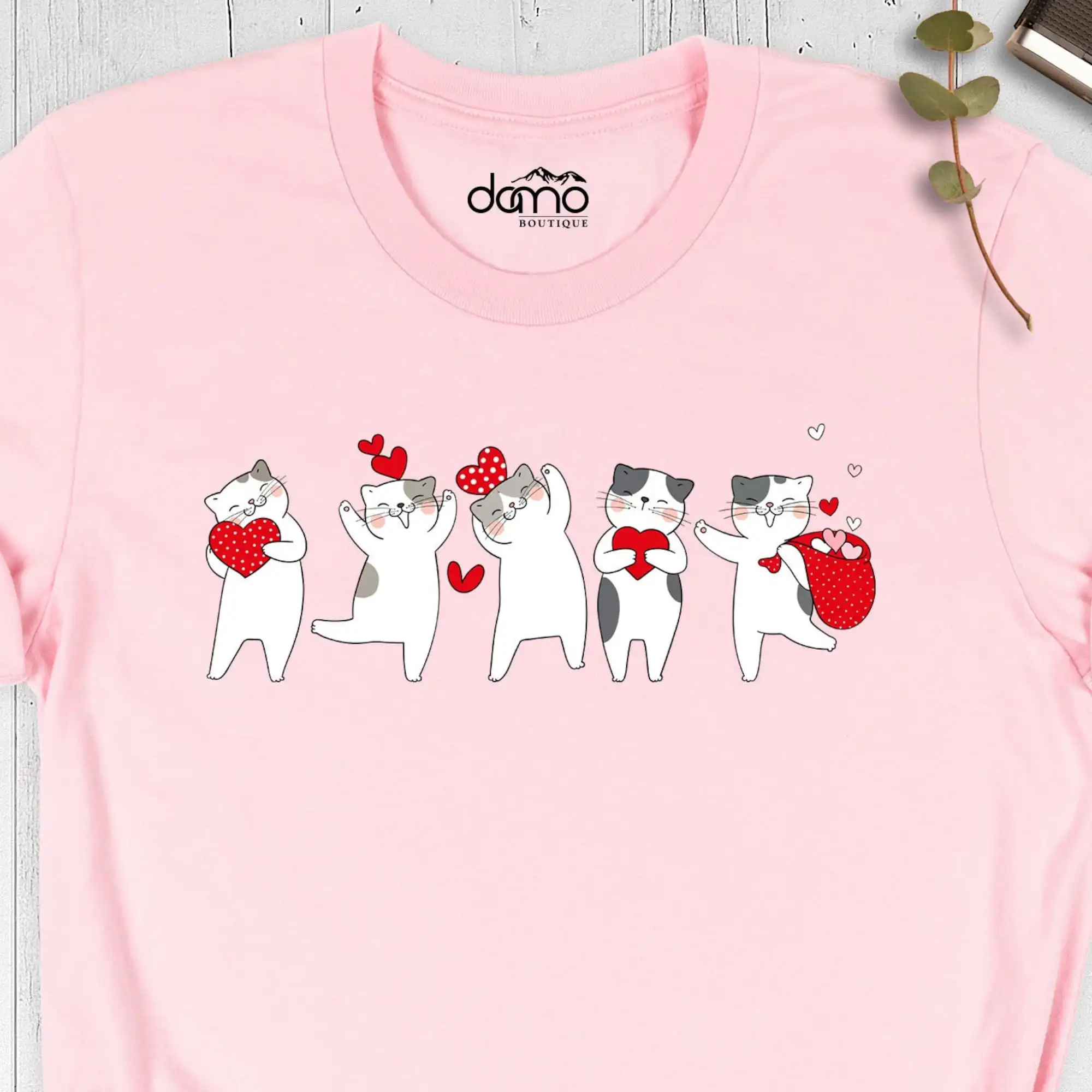 Maglietta Amante Dei Gatti San Valentino Amore Simpatici Gatti E Cuori Coppia Di San Valentino Maniche Lunghe O Corte
