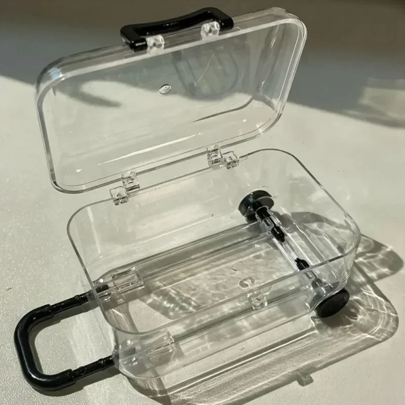 Storage Box Plastic Storage Box Storage Container 12pcs Mini Transparent Plastic Suitcase Storage Boxes with Retractable Wheels Jewelry Snack Organizer