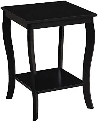 

Heritage Square End Table with Shelf, Black Small coffee table Tea table Table top Mesas End table for bedroom Small end table