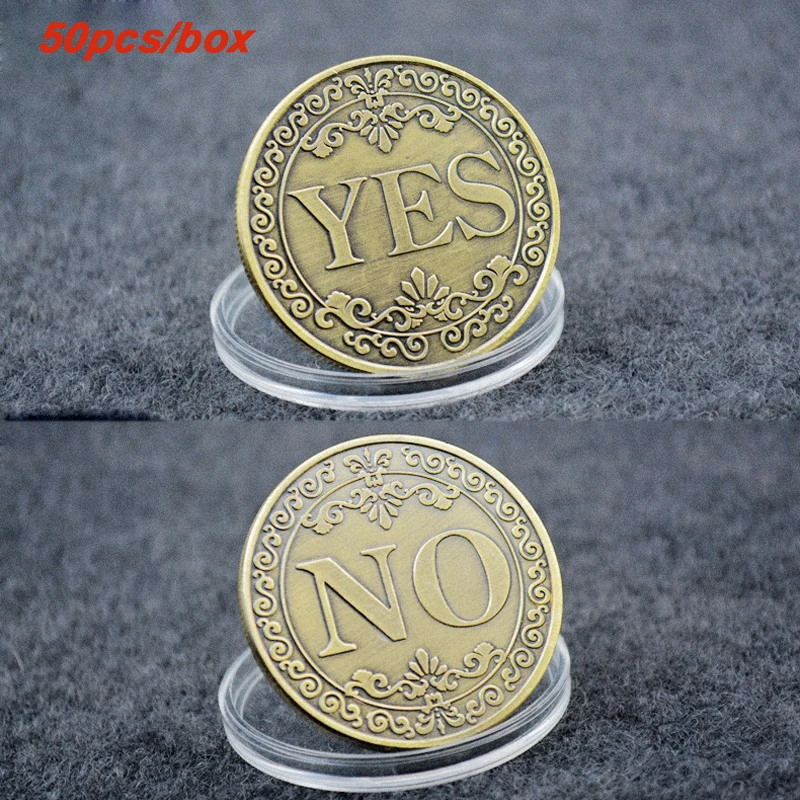 

50pcs/box Commemorative Coin YES or NO Letter Floral Ornaments Collection Arts Lucky Coin challenge Coins Gifts Souvenir