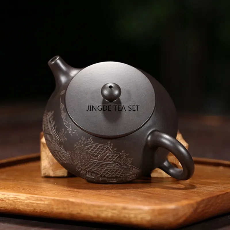 120ml Yixing purple clay teapot raw ore black mud spoon ball hole filter household teapot green tea