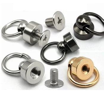 10 Pcs Metal Pull Ring Knob Screw Rivets DIY Crafts Leather Bags Conchos Decor Monk Head Spikes Hardware Decor Nail Buckle